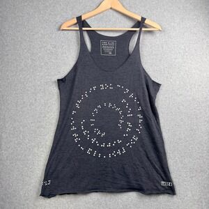 Two Blind Brothers Tank Top Womens XXL Gray Braille Graphic Racerback Inclusive